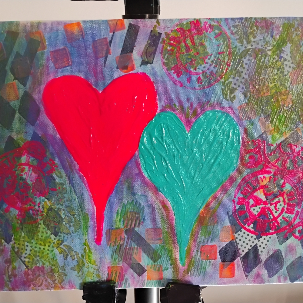 Vibrant Heart Mixed Media Art
